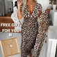 💞New arrival 60% OFF for a Limited Time!!👗🔥Women's V-Neck Leopard Print Dress With Free Necklace
