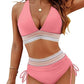 🎁Buy 2 Get 10% Off🎁💃High Waisted Tummy Control Color Block Bikini Set