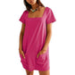 🎁Limited time 50% OFF⏳Women's Casual Square Neck Pocket Short Sleeve Dress with Pockets
