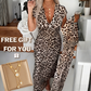 💞New arrival 60% OFF for a Limited Time!!👗🔥Women's V-Neck Leopard Print Dress With Free Necklace