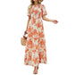 ⏳Limited-time 50% discount!!💞👗 Women's 2026 Summer Casual Floral Print Short Flutter Sleeve Crew Neck Smocked High Waist Flowy Maxi Dress