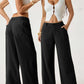 🥳2026 HOT SALE 50% OFF! 🥳💞50K+ SOLD!🌸Women's Cotton Linen Palazzo Pants Summer Flowy Wide Straight Leg Beach Trousers With Pocket Casual Solid Color Soft Elastic High Waist Lounge Pants