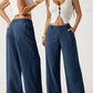 🥳2026 HOT SALE 50% OFF! 🥳💞50K+ SOLD!🌸Women's Cotton Linen Palazzo Pants Summer Flowy Wide Straight Leg Beach Trousers With Pocket Casual Solid Color Soft Elastic High Waist Lounge Pants