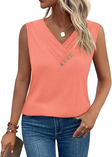 ✨Last Day Special Price £10.99!!💥2026 Women’s Button Down V Neck Loose Fit Tank Top