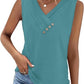 ✨Last Day Special Price £10.99!!💥2026 Women’s Button Down V Neck Loose Fit Tank Top