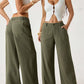 🥳2026 HOT SALE 50% OFF! 🥳💞50K+ SOLD!🌸Women's Cotton Linen Palazzo Pants Summer Flowy Wide Straight Leg Beach Trousers With Pocket Casual Solid Color Soft Elastic High Waist Lounge Pants