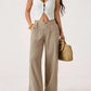 🥳2026 HOT SALE 50% OFF! 🥳💞50K+ SOLD!🌸Women's Cotton Linen Palazzo Pants Summer Flowy Wide Straight Leg Beach Trousers With Pocket Casual Solid Color Soft Elastic High Waist Lounge Pants