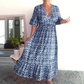 🏖️Summer Cool Deal: ONLY ￡14.99!💃Bohemian casual print V-neck waist wrap long dress💐✨