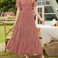 ⏳Limited-time 50% discount!!💞👗 Women's 2026 Summer Casual Floral Print Short Flutter Sleeve Crew Neck Smocked High Waist Flowy Maxi Dress