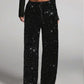 💖LAST DAY SALE 50% OFF💃Women's Sequin Sparkle Wide Leg Pants with Elastic Waistband