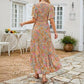 ⏳Limited-time 50% discount!!💞👗 Women's 2026 Summer Casual Floral Print Short Flutter Sleeve Crew Neck Smocked High Waist Flowy Maxi Dress