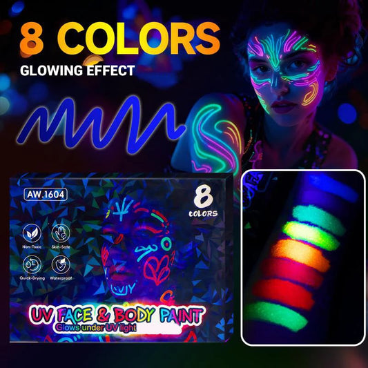 🎁Year-End Sale Only £7.95!!⚡50K+ SOLD!🏆UV Glow Face and Body Paint Markers Set