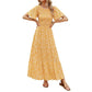 ⏳Limited-time 50% discount!!💞👗 Women's 2026 Summer Casual Floral Print Short Flutter Sleeve Crew Neck Smocked High Waist Flowy Maxi Dress