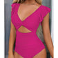 ⛱️Last Day 49% OFF👗Flattering Ruched Backless One-Piece Swimsuit with Elegant Ruffle Sleeves – Tummy Control & Confidence
