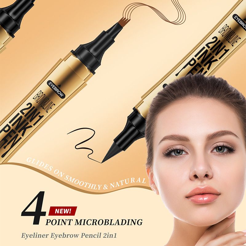 2-in-1 Waterproof Magic 4-fork Eyebrow Pen & Eyeliner-12
