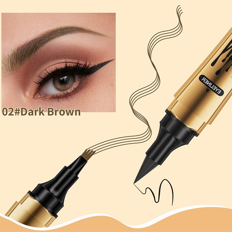 2-in-1 Waterproof Magic 4-fork Eyebrow Pen & Eyeliner-14