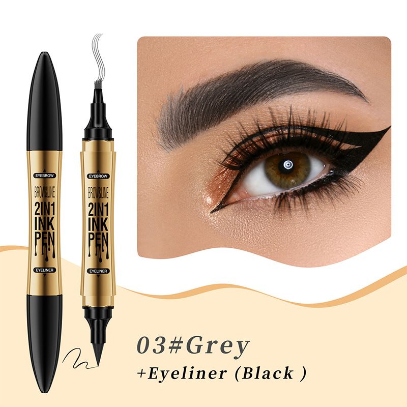 2-in-1 Waterproof Magic 4-fork Eyebrow Pen & Eyeliner-4