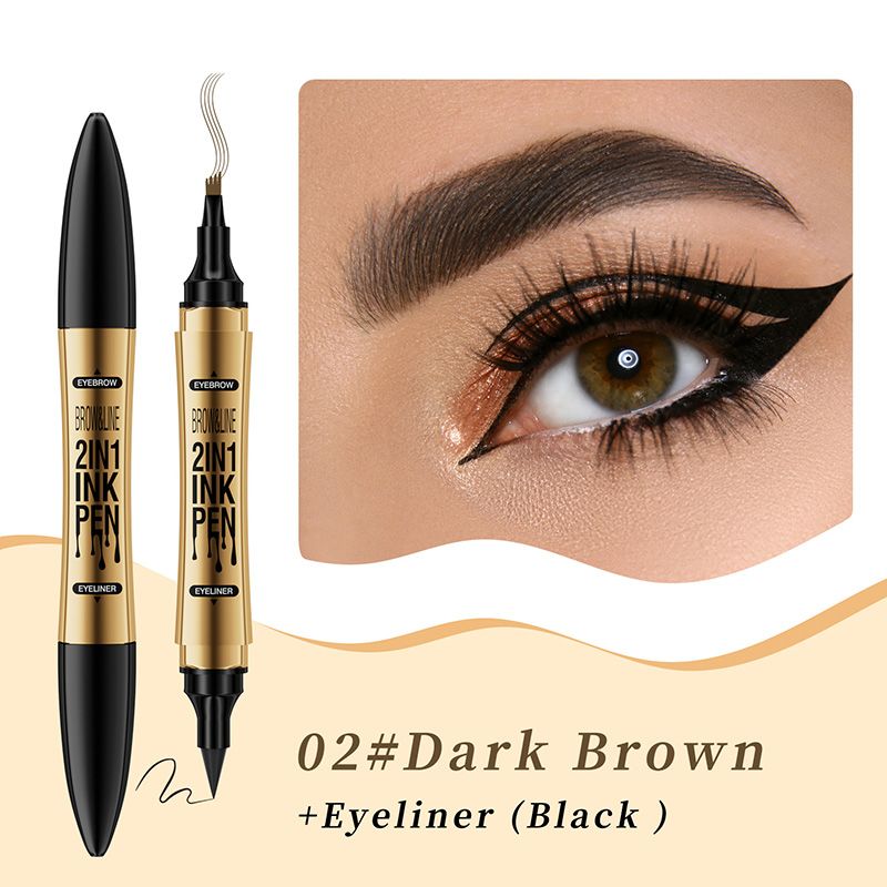 2-in-1 Waterproof Magic 4-fork Eyebrow Pen & Eyeliner-7