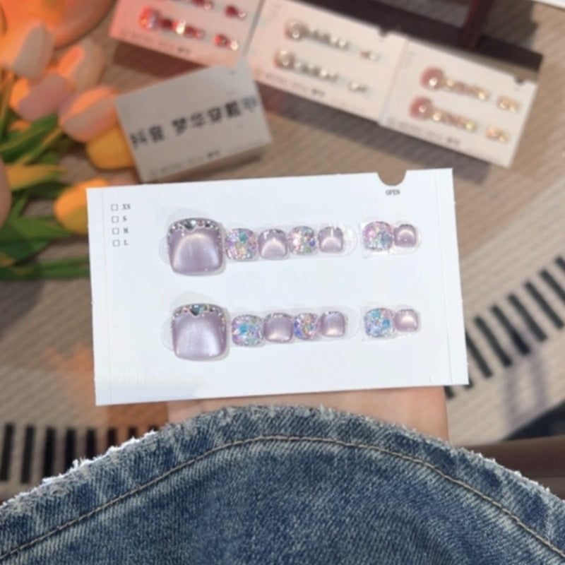 14 Sheets Square Press on Toenails-3