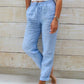 ⏰FLASH DEAL ￡12.99🌺Linen Elastic Waist Casual Pants✨Lounge to Street