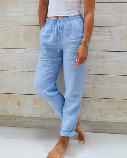 ⏰FLASH DEAL ￡12.99🌺Linen Elastic Waist Casual Pants✨Lounge to Street