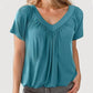 ⏰LIMITED HOT SALE JUST ￡10.99!!💥Women's Casual Pleated V-Neck Short-Sleeve Top
