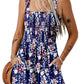⏰Hot Sale - 50% Off💃 Floral Print Sleeveless Shorts Jumpsuit with Pockets