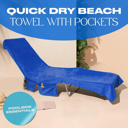 🏖️Summer Hot Sale - ONLY ￡13.99!!⚡50K+ SOLD!🌞🌊Sun Lounger Towel in Bag with Pockets Storage