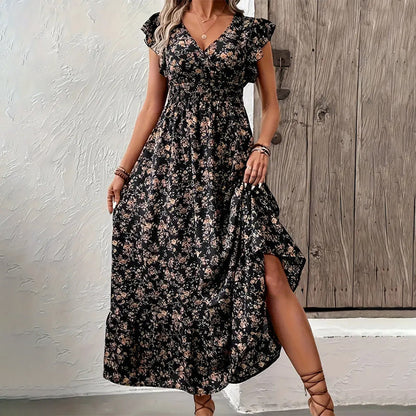 💃2025 Limited Time Sale - 50% OFF💯☀️Flowy V-Neck Floral Maxi Dress