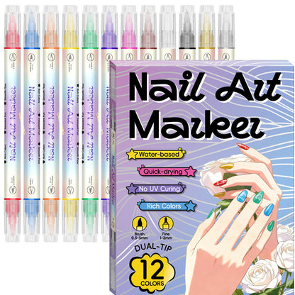 ⏳Time-Limited Special 60%Off⏰💅🖌️Dual‑Tip Nail Art Pens– Quick‑dry, no UV lamp. Fine & brush tips. 12/24 vibrant colors. Easy DIY at home. No smudges, just art! 💅🖌️