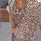 💞New arrival 60% OFF for a Limited Time!!👗🔥Women's V-Neck Leopard Print Dress With Free Necklace