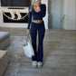 🎁Buy 2 Get 10% Off🎁Women's 2-Piece Long Sleeve Crop Top & Flare Pants Set