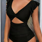⛱️Last Day 49% OFF👗Flattering Ruched Backless One-Piece Swimsuit with Elegant Ruffle Sleeves – Tummy Control & Confidence