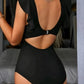 ⛱️Last Day 49% OFF👗Flattering Ruched Backless One-Piece Swimsuit with Elegant Ruffle Sleeves – Tummy Control & Confidence