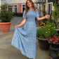 ⏳Limited-time 50% discount!!💞👗 Women's 2026 Summer Casual Floral Print Short Flutter Sleeve Crew Neck Smocked High Waist Flowy Maxi Dress