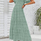 ⏳Limited-time 50% discount!!💞👗 Women's 2026 Summer Casual Floral Print Short Flutter Sleeve Crew Neck Smocked High Waist Flowy Maxi Dress
