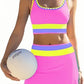 👙Last Day Sale 49% OFF💃Color Block Patchwork Sporty 3-Piece Bikini Set - High Waisted & Tummy Control Swimsuit👙🌈