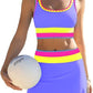 👙Last Day Sale 49% OFF💃Color Block Patchwork Sporty 3-Piece Bikini Set - High Waisted & Tummy Control Swimsuit👙🌈