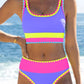 👙Last Day Sale 49% OFF💃Color Block Patchwork Sporty 3-Piece Bikini Set - High Waisted & Tummy Control Swimsuit👙🌈