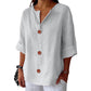🎉🛍️Hot Promotion 50% OFF💃Women's Loose V-Neck Top with Buttons and 3/4 Sleeves