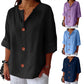 🎉🛍️Hot Promotion 50% OFF💃Women's Loose V-Neck Top with Buttons and 3/4 Sleeves