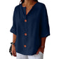 🎉🛍️Hot Promotion 50% OFF💃Women's Loose V-Neck Top with Buttons and 3/4 Sleeves