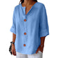 🎉🛍️Hot Promotion 50% OFF💃Women's Loose V-Neck Top with Buttons and 3/4 Sleeves