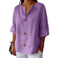 🎉🛍️Hot Promotion 50% OFF💃Women's Loose V-Neck Top with Buttons and 3/4 Sleeves