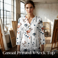 🌸Hot Sale 60% OFF👕Women’s Casual Printed V-Neck Top 3/4 Sleeve Shirts