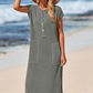 💜 LAST DAY PROMOTION - 50%OFF 💜Women's Ribbed Knit Henley Maxi Dress