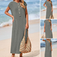 💜 LAST DAY PROMOTION - 50%OFF 💜Women's Ribbed Knit Henley Maxi Dress