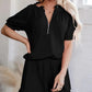 🔥LAST DAY SALE - 49% OFF🎁 Women's 2-Piece Outfits Zip T-Shirt & Frill Hem Shorts