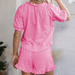🔥LAST DAY SALE - 49% OFF🎁 Women's 2-Piece Outfits Zip T-Shirt & Frill Hem Shorts