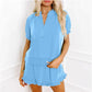 🔥LAST DAY SALE - 49% OFF🎁 Women's 2-Piece Outfits Zip T-Shirt & Frill Hem Shorts